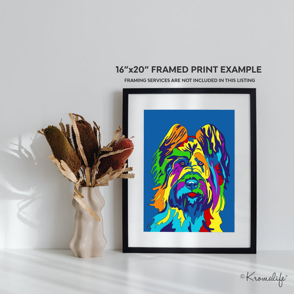 Briard Matted Art Print  | USA Made Giclée Print | Berger de Brie Wall Art | Briard Gift