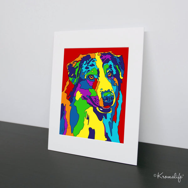 Australian Shepherd Art Print  | USA Made Matted Giclée Print | Aussie Dog Wall Art | Australian Shepherd Gifts