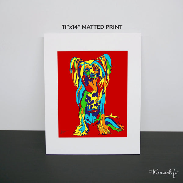 Chinese Crested Art Print  | USA Made Matted Giclée Print | Crested Dog Wall Art | Chinese Crested Gifts
